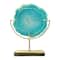 Hello Honey® 7" Marbled Turquoise Decorative Agate Slice Accent on Metal Stand